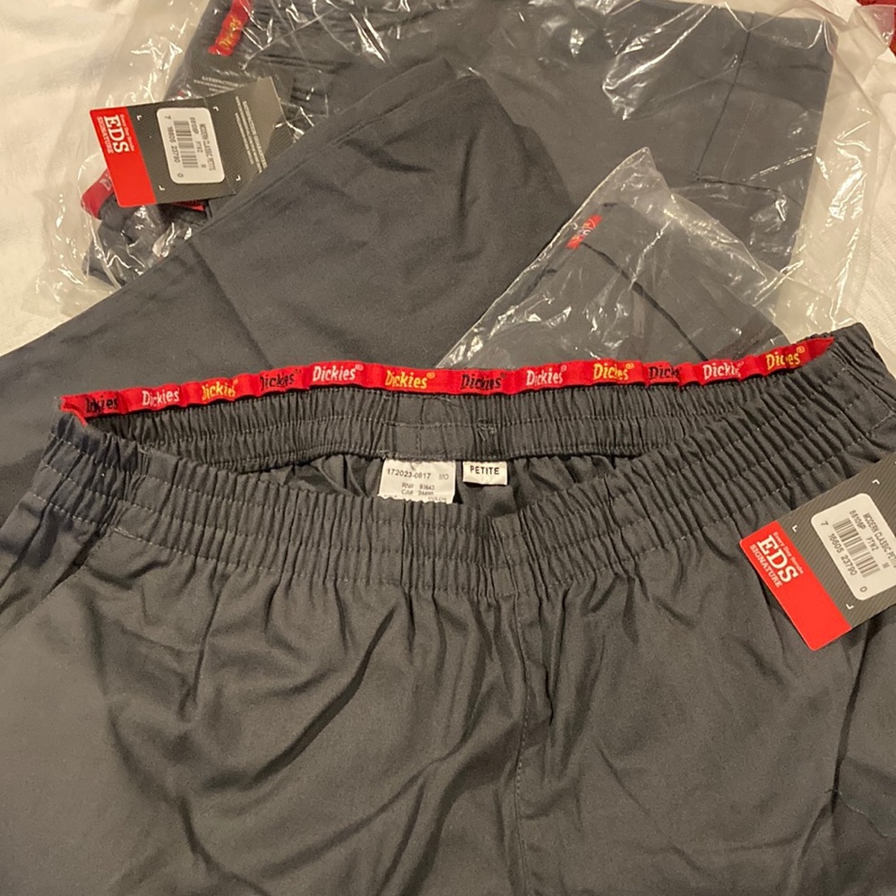 Woman Dickies scrub pants. Size medium petite.